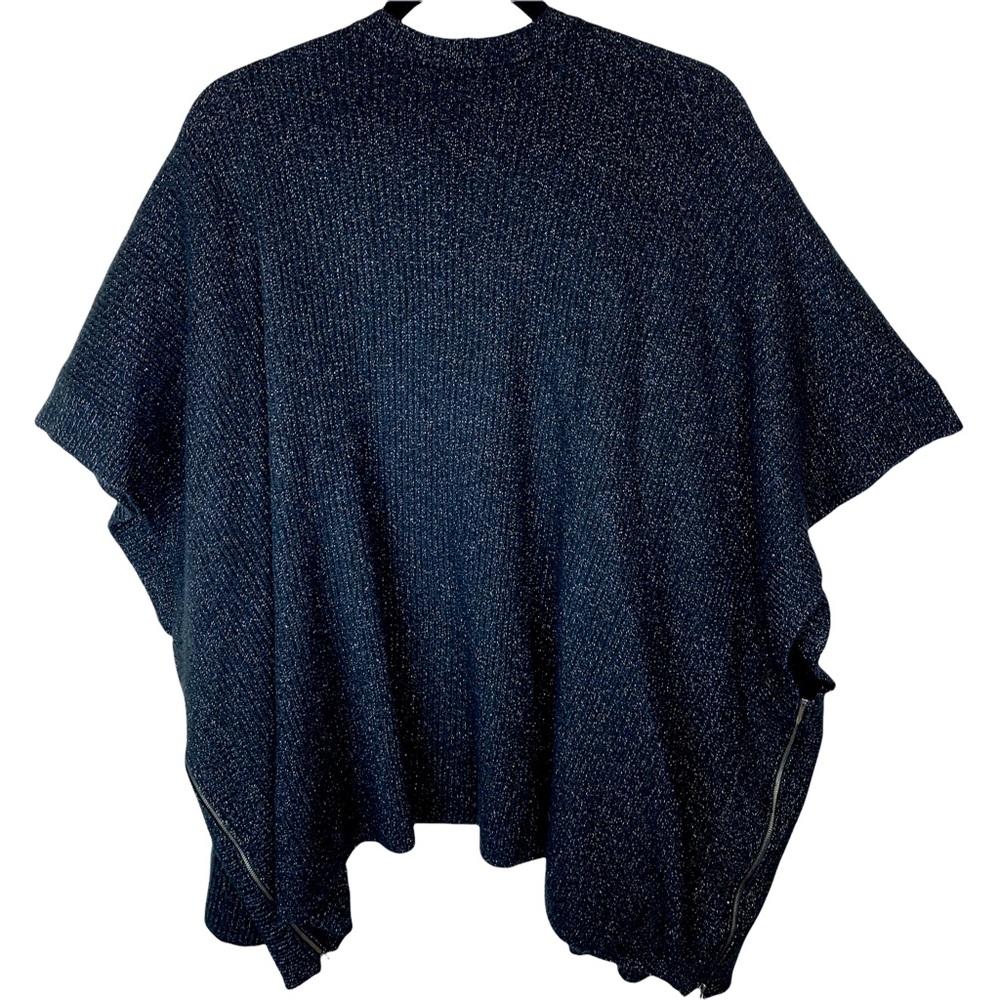 CAbi Luxury Poncho Wrap Cardigan Sweater Black Ribbed Glitter M/ L Style 4064 - Picture 9 of 11